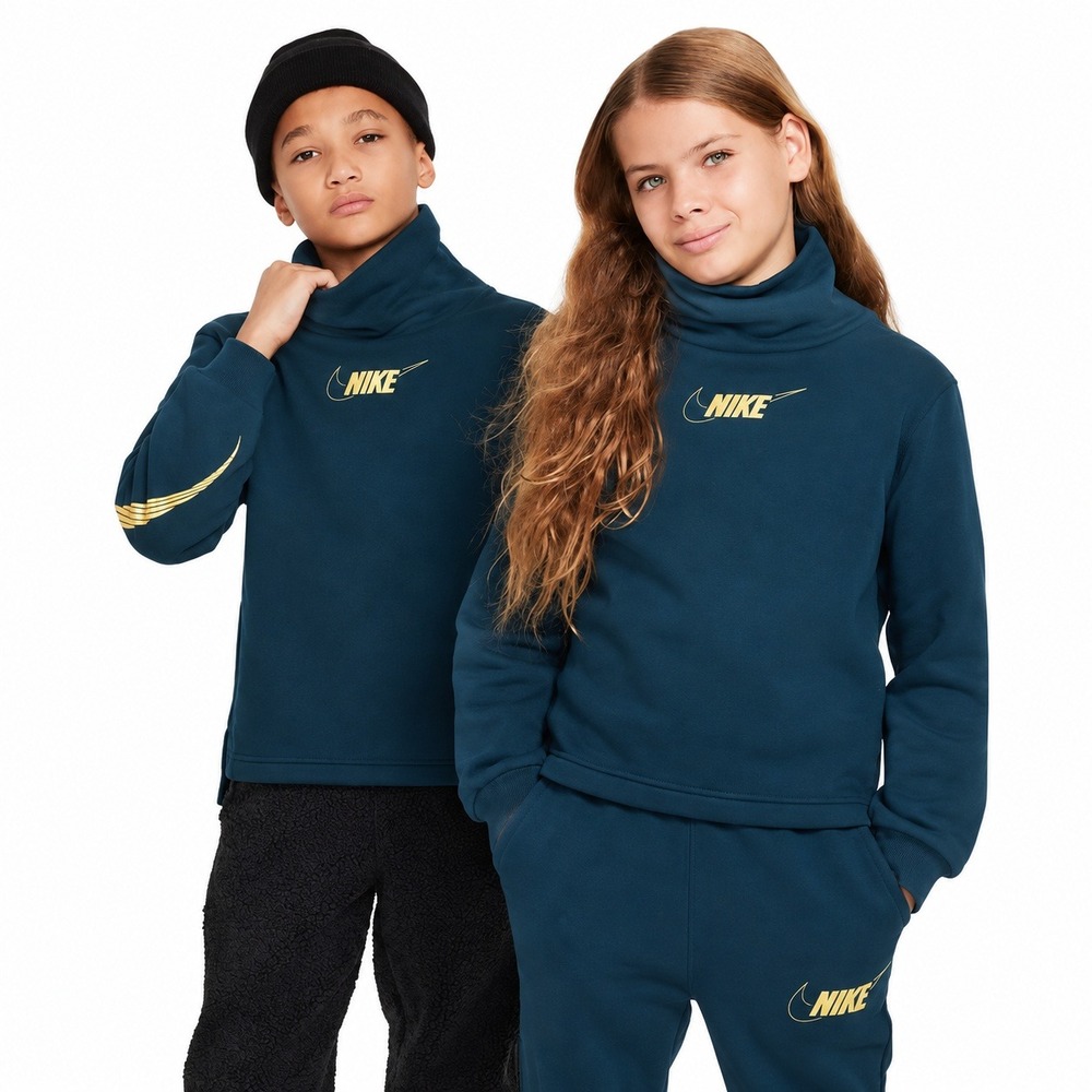 Big Girl Funnel Neck‎ Sweatshirt by Nike Green Gold Size XL New With Tags
